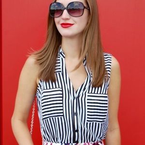 Express Black and white Stripe blouse